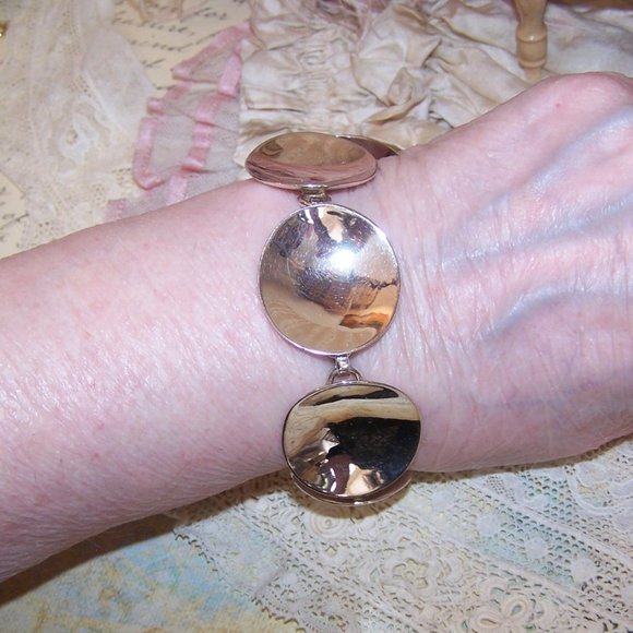 Robert Lee Morris RLM Studio Sterling Silver Concave Circle Link Bracelet - 7-1/ - Picture 4 of 10